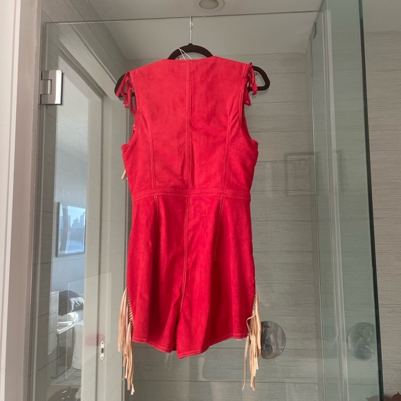 Chic Red Fringe Romper - Picture 3 of 3